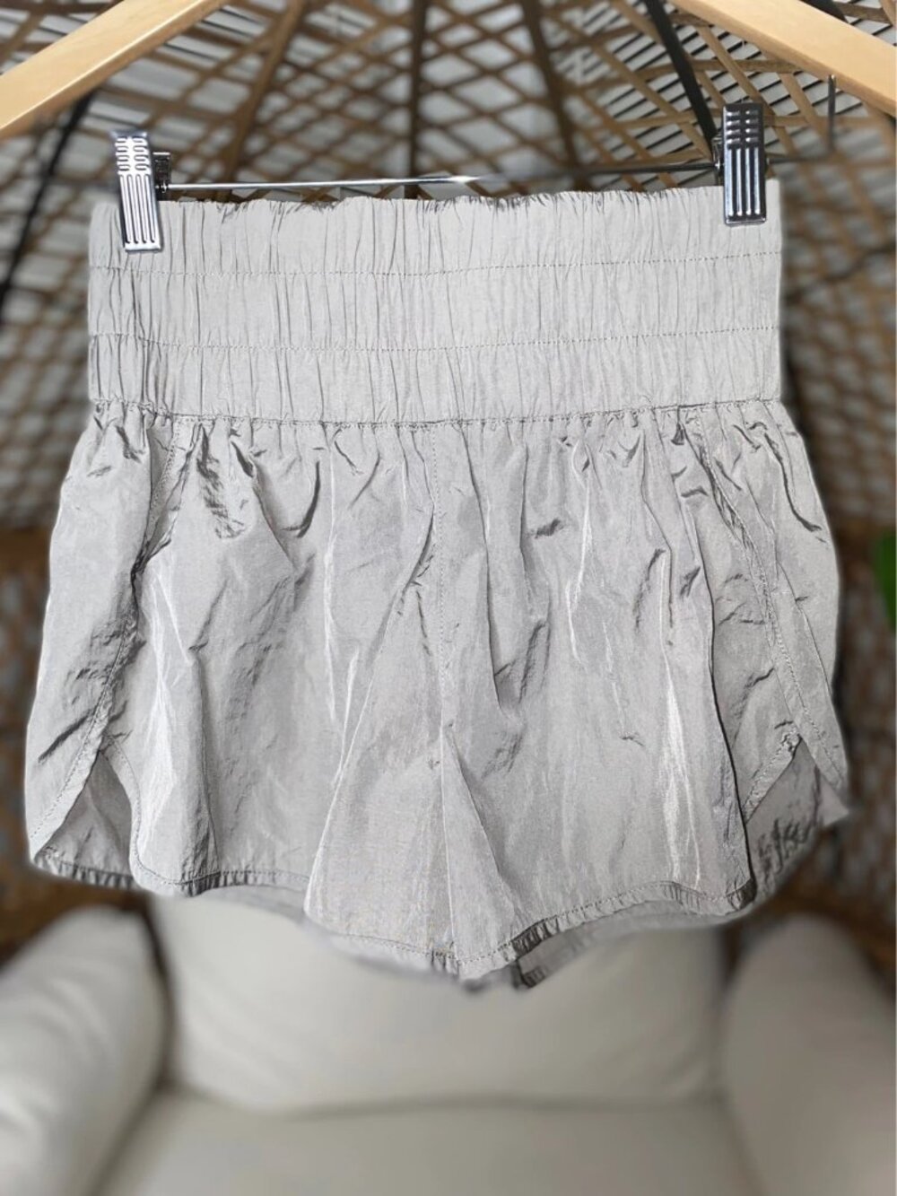Revival Women’s High-Waist Smocked Light Gray Shorts Size XS